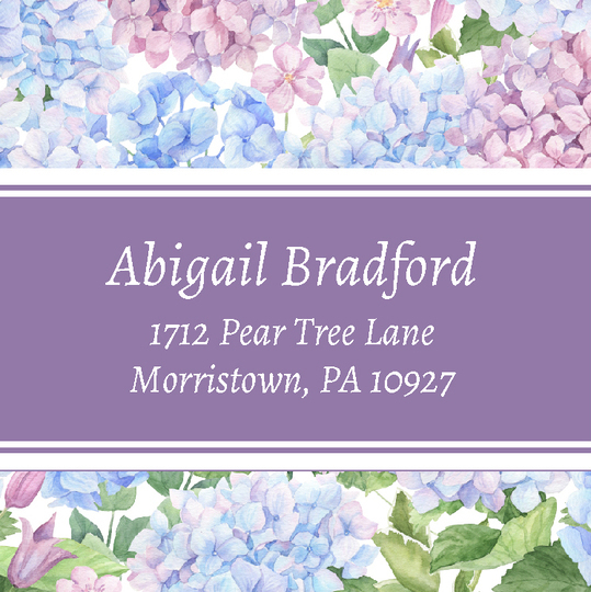 Hydrangea Blooms Square Address Labels